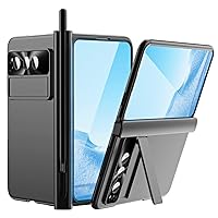 for Google Pixel Fold Case Hinge Coverage Protective with Pen Hinge Built-in Kickstand Camera Lens with Screen Protector All-Inclusive Case for Google Pixel Fold Case (2023) (Black)
