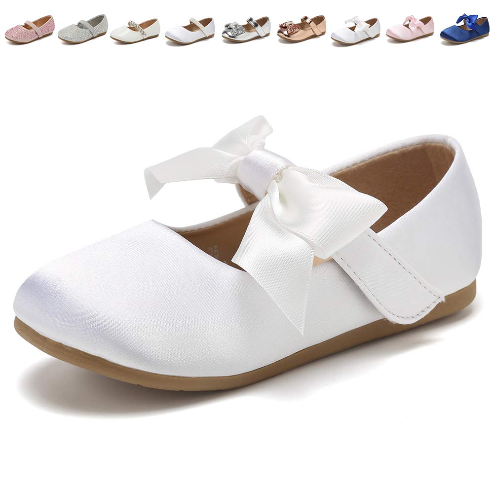 CIOR Toddler Girls Ballet Flats Shoes Ballerina Bowknot Jane Mary Princess Dress Shoes for Wedding Party School