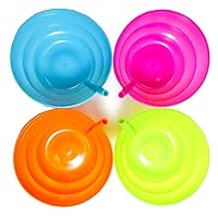8 Pc Kids Sip A Bowl Cereal Built in Straw Plate Plastic Soup Drink Food Dish Blue Variable