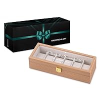 Maverton Watch Box with Engraving for 6 Watches – Watch Box Watch Storage Box Made of Wood – Personalised – Brown 31 x 11 x 8 cm – Birthday Gift for Women – Jewel