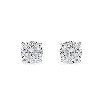 Certified 14k Gold 0.10ct to 2ct Round Diamond Stud Earring for Women by DZON (H-I, I2-I3)