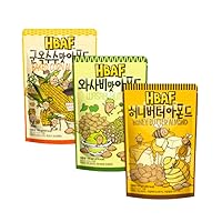 [Official Gilim HBAF Brand] Korean Seasoned Almonds 3 Flavor Pack Mix (wasabi, 1 x 190g, Honey Butter, 1 x 190g, Baked Corn, 1 x 190g)