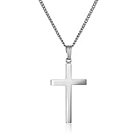 Amazon Collection Sterling Silver Polished Cross Pendant Necklace