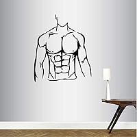 Wall Vinyl Decal Home Decor Art Sticker Strong Muscular Man Body Model Bodybuilding Work Out Sports Gym Fitness Room Removable Stylish Mural Unique Design