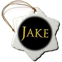 3dRose Jake Beautiful boy Name in The America. Yellow on Black Talisman - Ornaments (orn-340883-1)