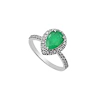 925 Sterling Silver Natural10X7 MM Pear Green Emerald Gemstone May Birthstone Emerald Jewelry Solitaire Proposal Ring Engagement Gift For Her (RG-8021)