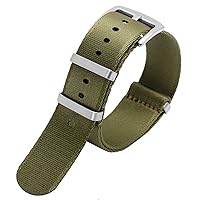 Premium Quality 20mm 22mm Seatbelt Watch Band Nylon Strap for Seiko Mido 007 James Bond Military Striped Replacement Men Watch (Color : A2 Silver Clasp, Size : 22mm)