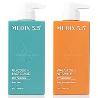 Medix 5.5 Argan Oil Hydrating Body Treatment Cream + Glycolic Acid Exfoliating Body Wash Set