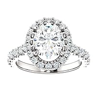 Siyaa Gems 5 CT Oval Cut Solitaire Moissanite Engagement Rings, VVS1 4 Prong Irene Knife-Edge Silver Wedding Ring, Woman Gift Promise Gift