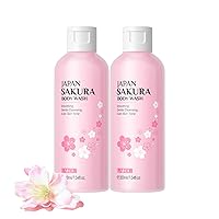 LAIKOU Japan Sakura Body Wash, Whitening & Moisturizing Body Wash, Rejuvenation Nourishing & Softening Skin, Cherry Blossom Smoothing Gentle Cleansing Shower Gel, Relieving Dryness & Roughness (2PC)
