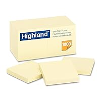 Highland Sticky Notes, 3 x 3 Inches, Yellow, 18 Pack (6549-18)