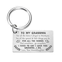 Mothers Day Grandma Gifts - Thank You Grandma Keychain - Grandma Gifts from Grandkids - Grandmother Key Chain Keyring
