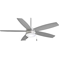 MINKA-AIRE F673L-BN/SL Airetor 52 Inch Ceiling Fan with Integrated 16W LED Light in Brushed Nickel Finish with Silver Blades