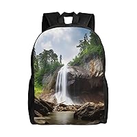 Mountain Waterfall print Backpacks Waterproof Light Shoulder Bag Casual Daypack For Work Traveling Hiking