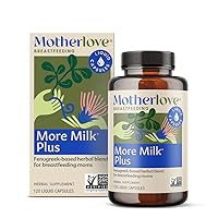Motherlove More Milk Plus (120 Capsule Value Size) Fenugreek-Based Lactation Supplement to Support Breast Milk Supply—Non-GMO, Organic Herbs, Vegan, Kosher, Soy-Free