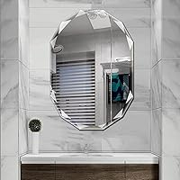 Single Beveled Edge Frameless Wall Mount Bathroom Vanity Mirror, 24” X 36”|Silver|