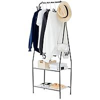 Small Clothes Rack, Freestanding Clothing Garment Rack with Shelves for Living Room, Black Coat Rack