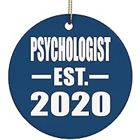 Gifts, Psychologist Established EST. 2020, Circle Ornament Blue Xmas Tree Hanging Decoration, for Birthday Anniversary Parents Mothers Day Fathers Day Party, to Men Women Him Her Friend Mom