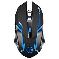 Wireless Gaming Mouse, Rechargeable Computer Gaming Mouse Silent Click, 7 Led Light, 3 Adjustable DPI,Iron Plate, Power Saving Mode Gaming Mouse for Laptop/PC/Notebook (C19 Black)