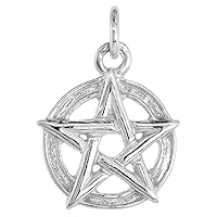 Sterling Silver 5-Point Star Pendant, 1/2 inch Tall
