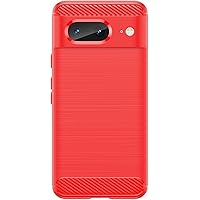 Shockproof Case for Google Pixel 8/8 Pro with Camera Lens Protector Carbon Fiber Decorative Panel Wire Drawing Texture (8,Red)