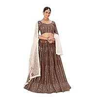 Indian Designer Sequin & Thread Styled Georgette Lehenga Choli Dupatta Wedding Wedding Dress 3390