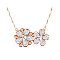 Certified 18K Gold Flower Pendant in Round Natural Diamond (0.95 ct) with White/Yellow/Rose Gold Chain Engagement Necklace for Women