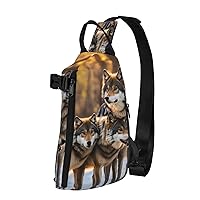 Wolfs Print Crossbody Backpack Cross Pack Lightweight Sling Bag Travel, Hiking