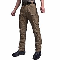 Mens Wear-Resistant Cargo Pants Outdoor Multi Pockets Hiking Pants Workwear Safety Pants Straight Leg Sweatpants