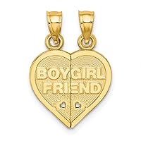 14k Gold Boy Girl Friend Breakable Love Heart Pendant Necklace Measures 19x14.9mm Wide Jewelry Gifts for Women