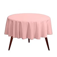 Gee Di Moda Round Tablecloth - 70 Inch Pink Round Table Cloth for 24 to 48 Inch Round Tables - Heavy Duty Washable Fabric - for Buffet Table, Holiday Party, Dinner, Wedding & Baby Shower