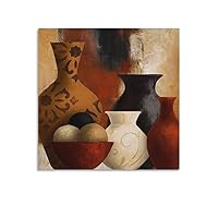 ESyem Kitchen Poster Art Pottery Kitchen Dining Room Decorative Wall Art 1 Canvas Wall Art Prints for Wall Decor Room Decor Bedroom Decor Gifts Posters 20x20inch(50x50cm) Unframe-style