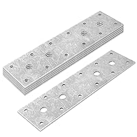 6 Pack 8-5/8 × 2-3/8 inch Flat Tie Plate Mending Plate Bracket, Hot Dip Galvanized Steel Joint Plates, Metal Corner Brace Repair Fixing Bracket Connector for Wood Timber, 2.8 mm Thickness