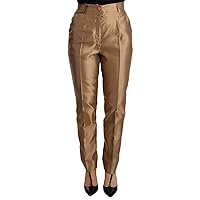 Dolce & Gabbana Gold Silk Tapered Trouser Metallic Pants