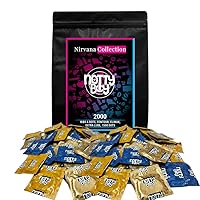 NottyBoy Wholesale Pack of Nirvana Collection Extra Time, Ribbed, Dotted, 1500 Dots, Lubricated, Contoured Condom (2000 Count)