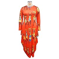 Women's Casual Summer Round Neck Long Sleeve Lightweight Floor Length Maxi Lounge Skirt Plus Size Swing Dresses Red