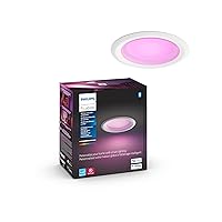 Philips Hue Smart Recessed 4 Inch LED Downlight - White and Color Ambiance Color-Changing Light - 1 Pack - 850LM - Indoor - Control with Hue App - Works with Alexa, Google Assistant and Apple Homekit