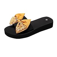 Cute Bow Slides Sandals Womens Ladies Dressy Summer Soft Platform Sole Slip on Casual Platform Slippers Lightweight