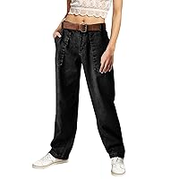 Women's Low Rise Bootcut Jeans Denim Pants Y2K Soft Cropped Jeans for Women Summer Denim Pants 2024