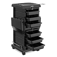 Ultimate Salon Trolley Space-Saving, Extra Storage, top-Notch Hair/Beauty cart, 6 Lockable Trays, 2 Tray Holders, Premium Locking Wheels, Pockets, Versatile Utility for All Salon Stations