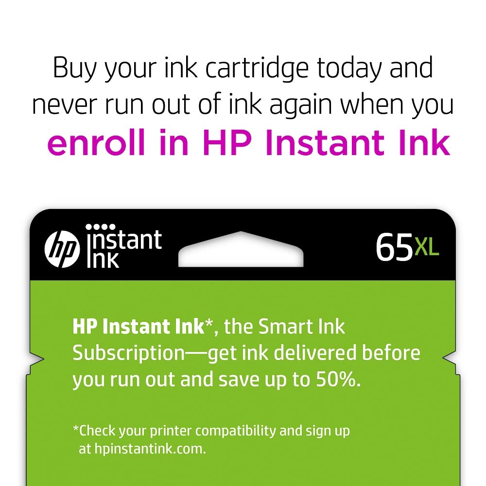 HP 65XL Tri-color High-yield Ink Cartridge | Works with HP AMP 100 Series, HP DeskJet 2600, 3700 Series, HP ENVY 5000 Series | Eligible for Instant Ink | N9K03AN