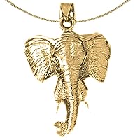 14K Yellow Gold Elephant Pendant with 18