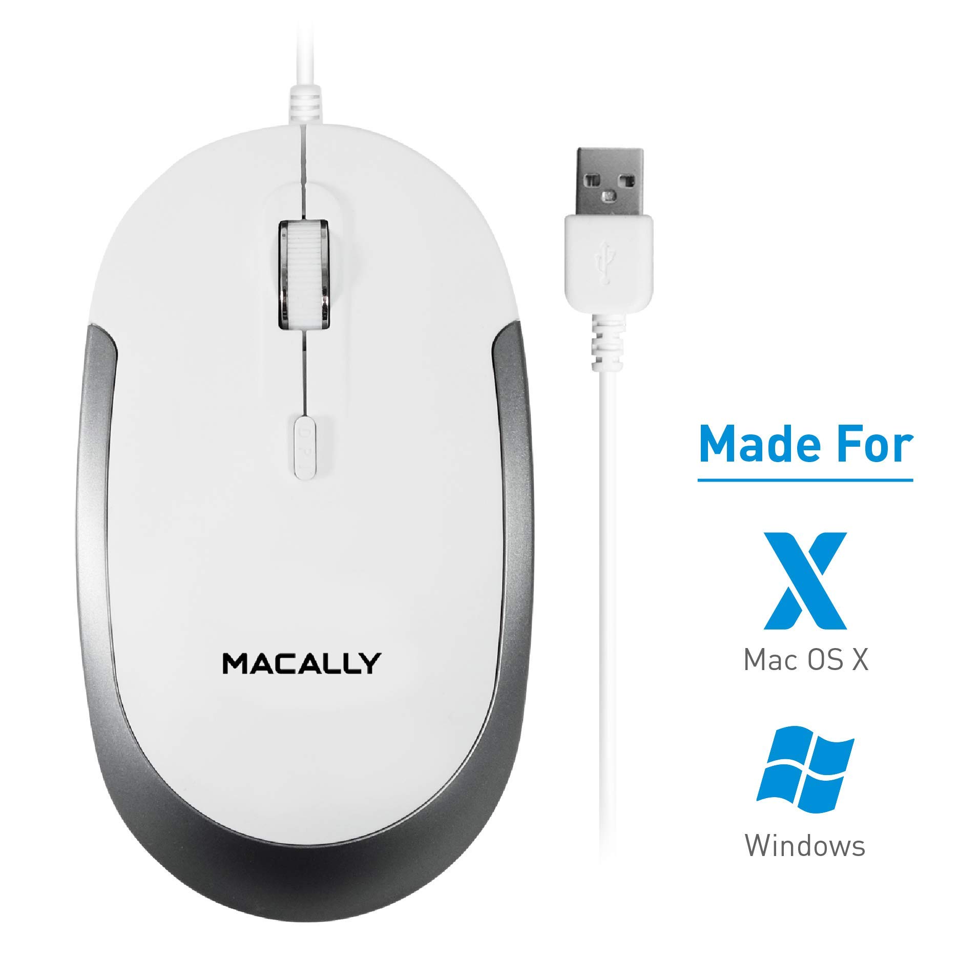 Macally Ultra Slim Wired Computer Keyboard and a Silent Wired Mouse, Ultimate Apple Accessories