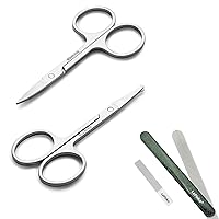 Facial Hair Small Grooming Scissors and Long Lasting Nail File and Buffer Set
