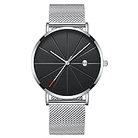 Wrist Watch for Men, Minimalism Analog Quartz Men's Watch with Calenda, Gent's Watch with Alloy Steel Strap
