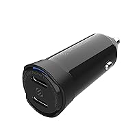 Scosche CPDCC40M PowerVolt 40W Certified Dual Port USB-C Car Charger, Flush Cigarette Lighter Adapter, Fast Charging Car Plug for 12V Power Outlet Compatible with iPhone, Galaxy and All USB-C Devices