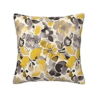 Yellow Gray Flower Print Throw Pillow Cover Soft Decorative Pillowcase 20