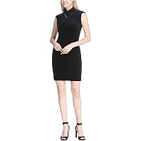 Calvin Klein Womens Velvet Sheath Dress, Black, X-Large