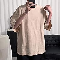 Plain T-Shirt Men's Fitness Loose Casual Lifestyle Wearing T-Shirts, Streetwear Tops