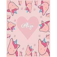 Aliza: Unicorn Notebook Personal Name Wide Lined Rule Paper | Notebook The Notebook For Writing Journal or Diary Women & Girls Gift for Birthday, For Student | 162 Pages Size 8.5x11inch